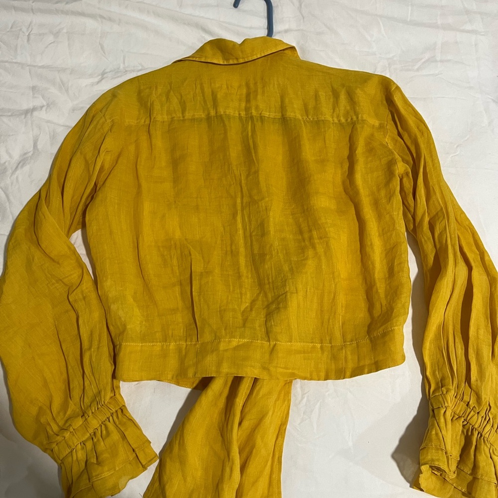 Zara Mustard Yellow Button-Up Blouse - image 2